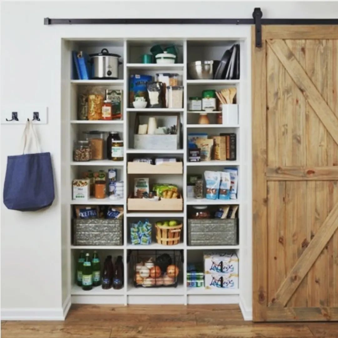 Custom pantry organization with barn door in Auburn AL